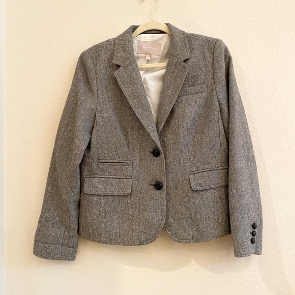 Banana Republic Jackets & Blazers - Banana Republic Petite Wool Blend Herringbone Blazer Jacket Gray Size 12